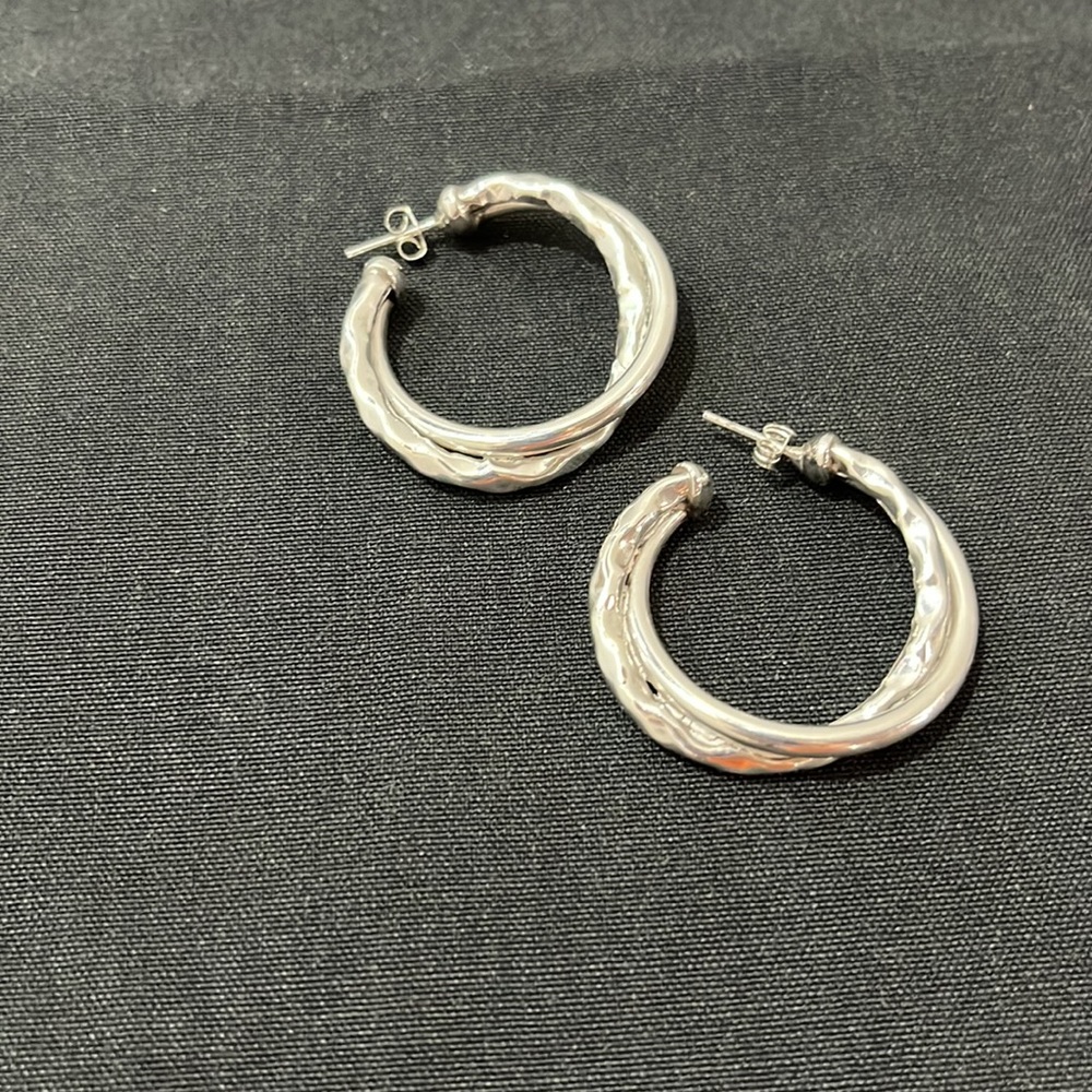 Sterling Silver woven hoop earrings